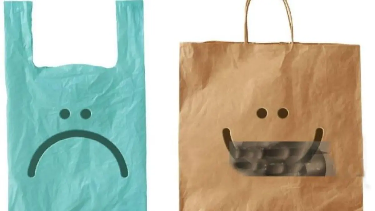 Plastik vs Paper Bag. (ISTIMEWA)