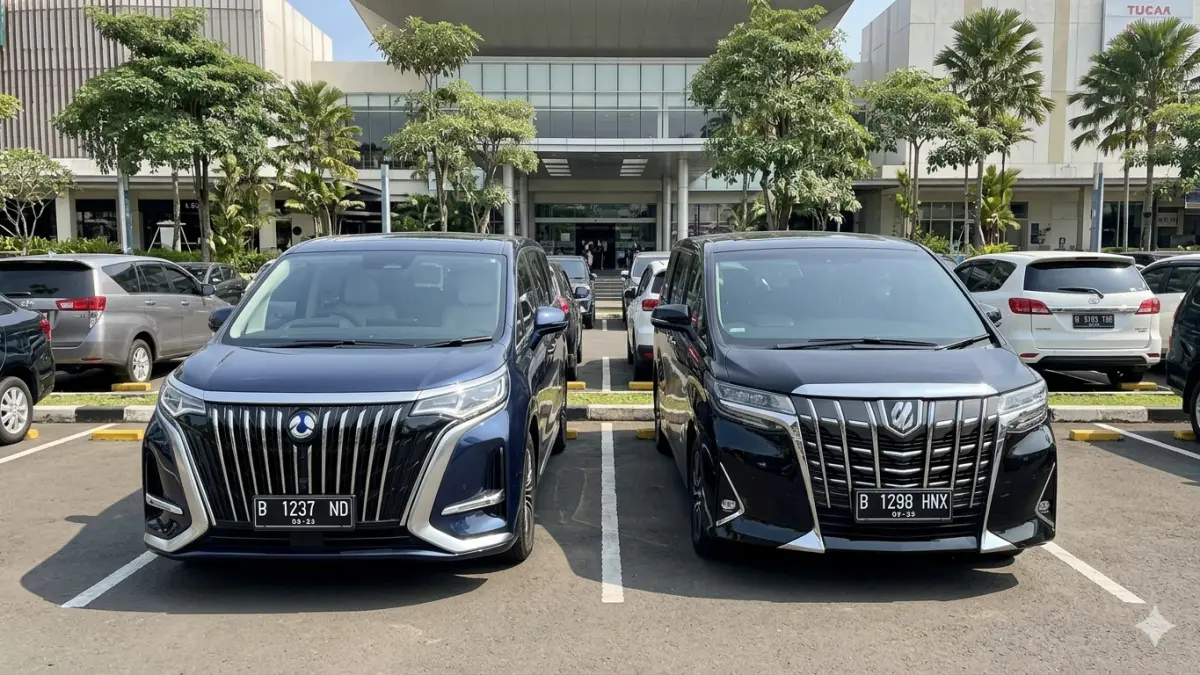 Ilustrasi denza D9 dan toyota alphard 