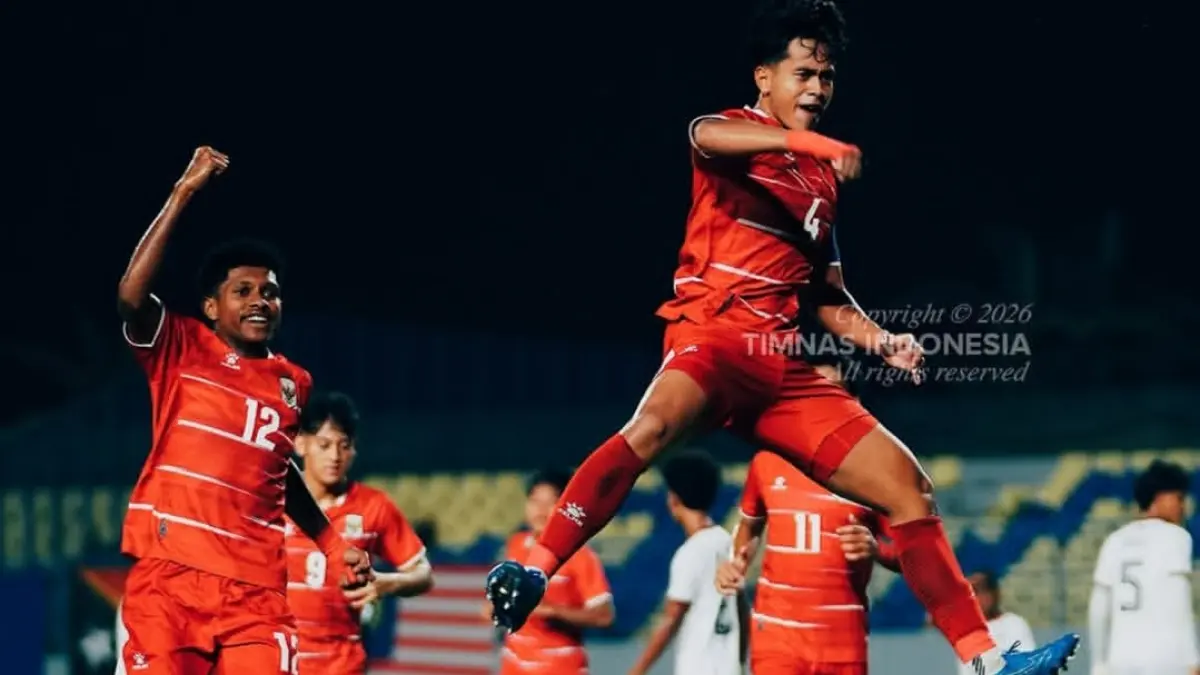 MENANG TELAK: Timnas Indonesia U17 berhasil membungkam Timor Leste U17 dengan skor 4-0. (IG @timnasindonesia)