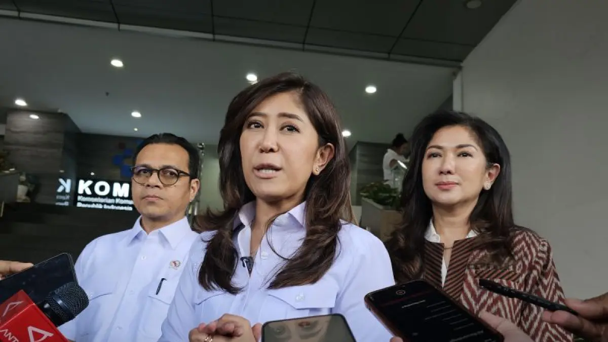 Menteri Komdigi Meutya Hafid dalam sebuah kesempatan wawancara dengan media. (ANTARA)