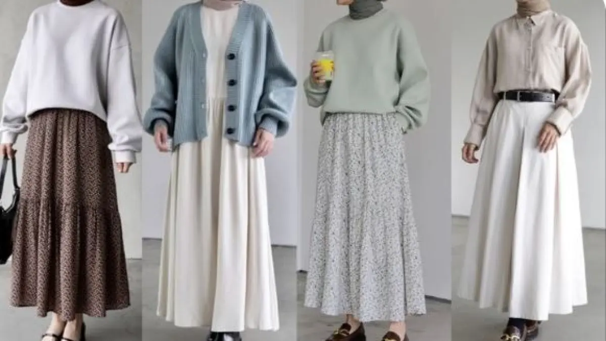 OOTD Hijab Syar’i dengan Rok. (ILUSTRASI/PINTEREST)
