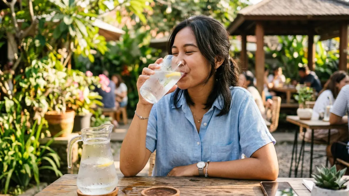 Ilustrasi minum air dingin