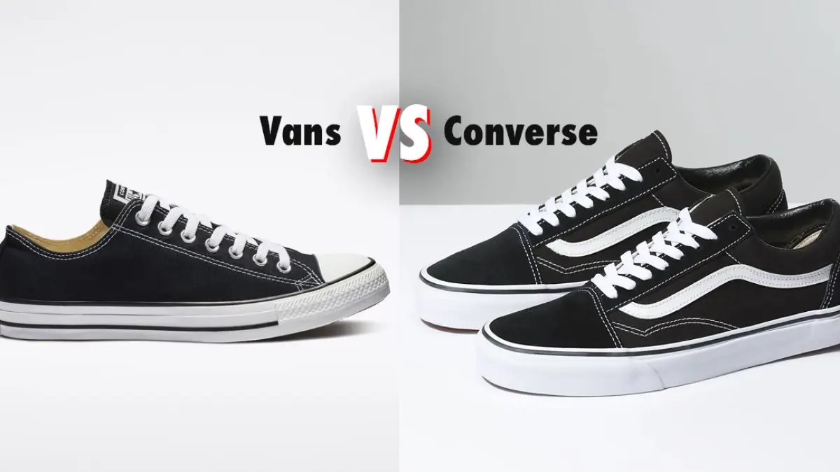 Ilustrasi sepatu Vans Old Skool dan Converse All Star. (how comfy)