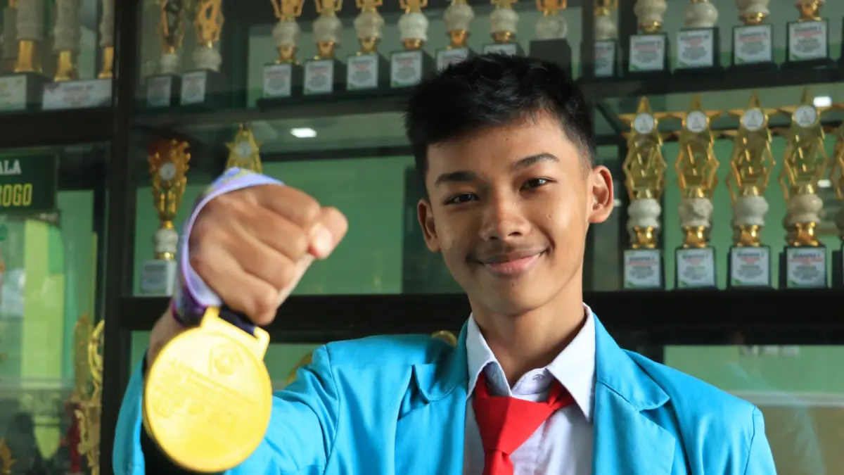 Hisham Firdaus sukses meraih emas Kejurkab IPSI Ponorogo dan melaju ke Kejurprov Jatim. FOTO: SUGENG DWI N/RADAR PONOROGO