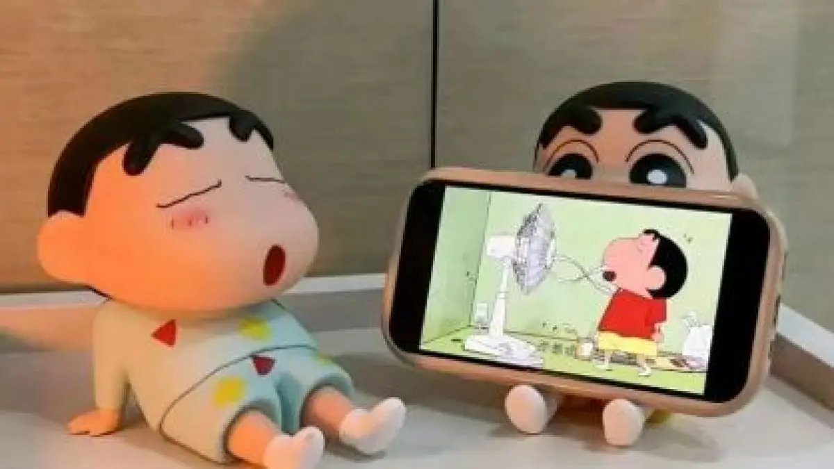 Ilustrasi phone holder karakter. 