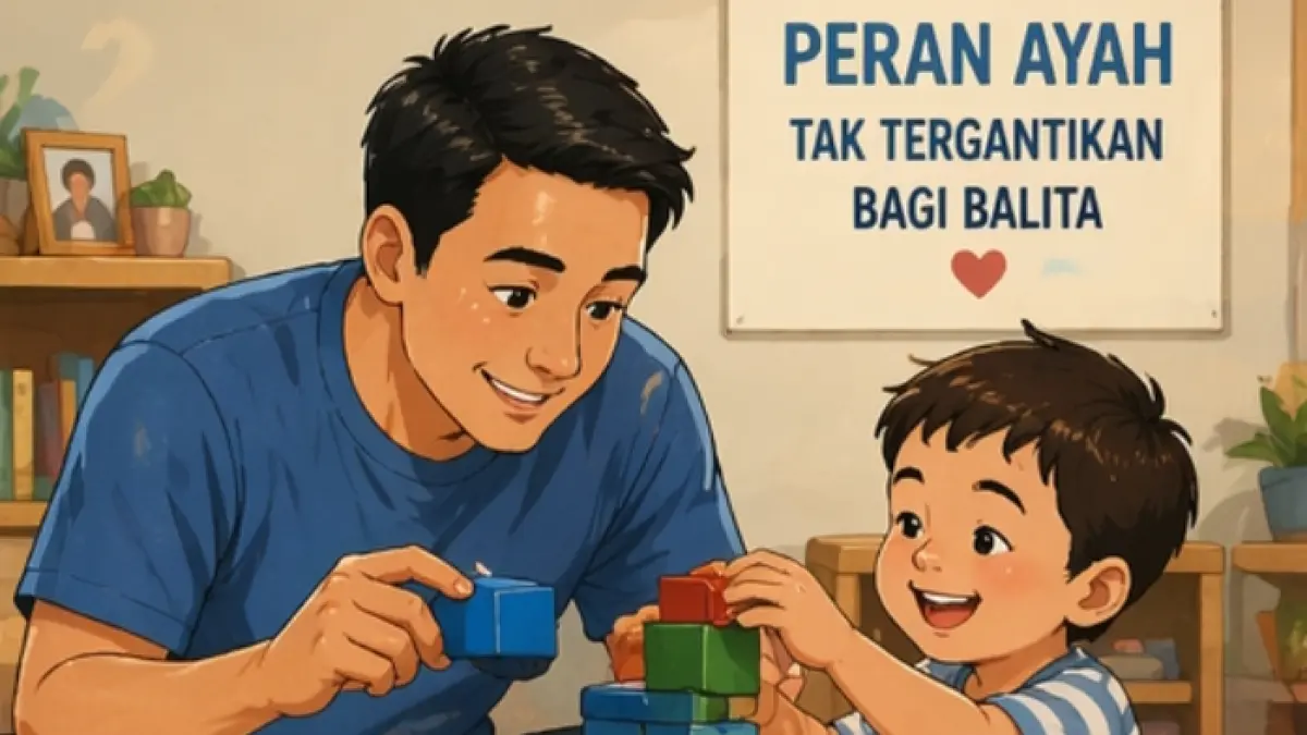 Ilustrasi seorang ayah memberikan perannya untuk anak.