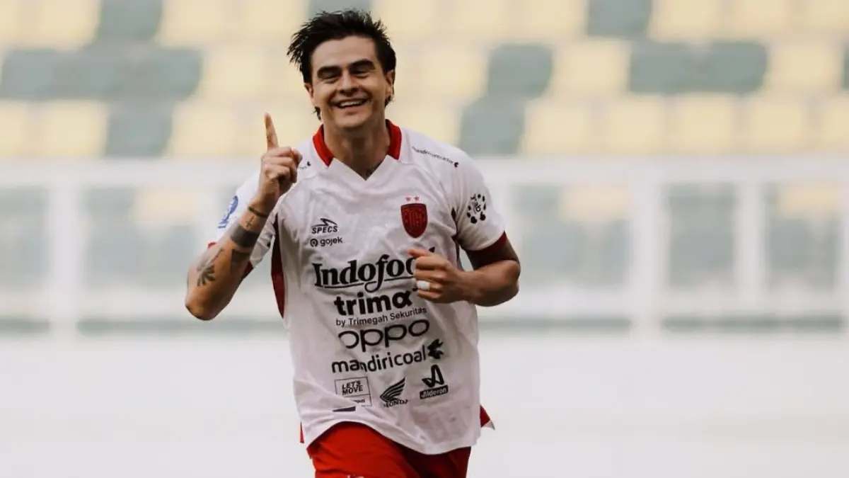 PENENTU: Diego Campos sukses mencetak gol untuk Bali United melalui titik putih dan membawa timnya menang tipis atas Persita Tangerang. (IG @baliunitedfc)