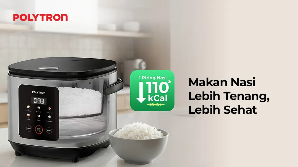 Rice cooker Polytron Low Carbo bisa menurunkan kalori nasi hingga 110 kCal. (POLYTRON)
