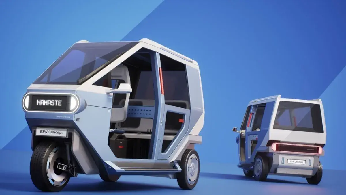 Desain motor listrik roda tiga yang dikembangkan Hyundai menggandeng TVS Motor Company dari India.