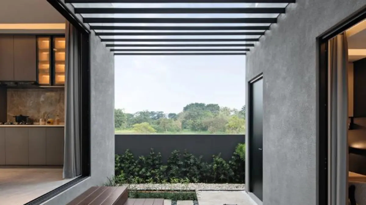 Ilustrasi desain rumah sejuk. 