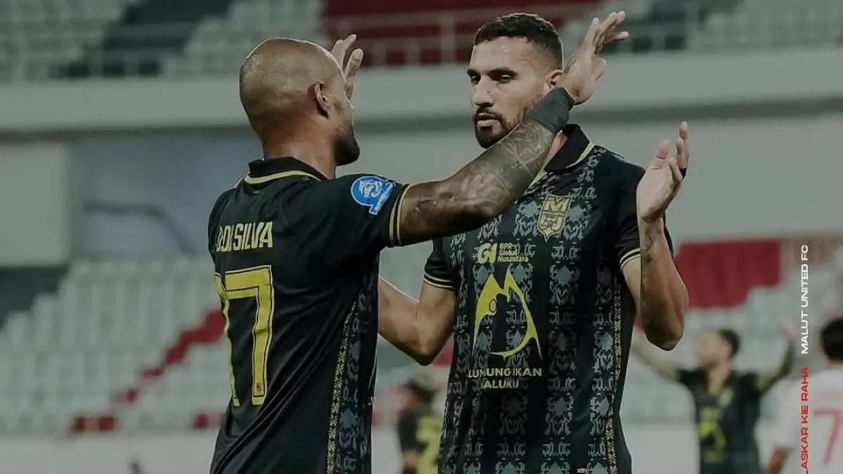 HATTRICK: Striker Malut United David da Silva berhasil mencetak hattrick di babak pertama saat menghadapi Persis Solo. (IG @malutunitedfc)