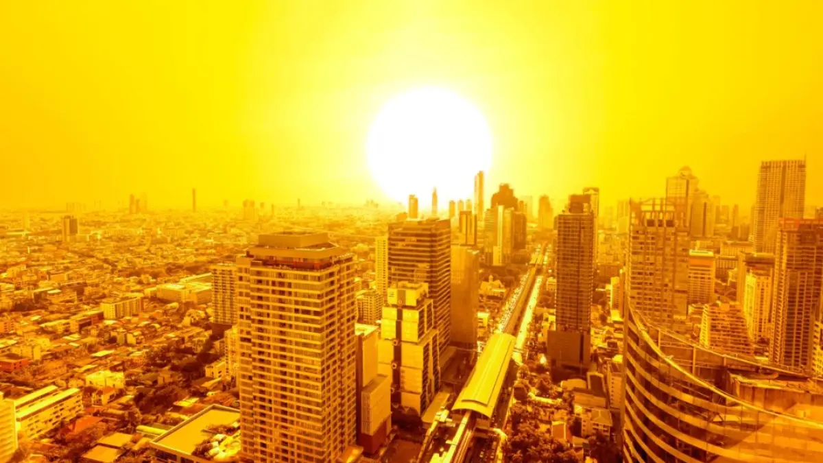 Ilustrasi cuaca panas ekstrem dengan suhu tinggi di atas 30 derajat Celcius. 