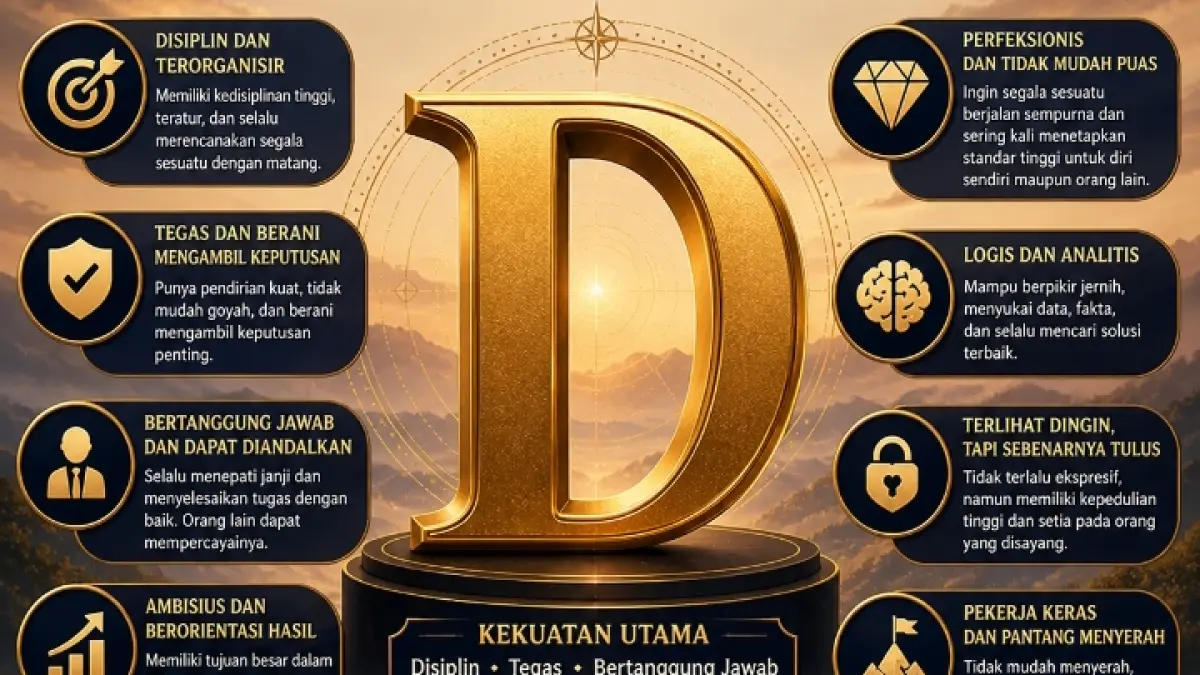Ilustrasi karakter kepribadian orang bernama awalan huruf D.