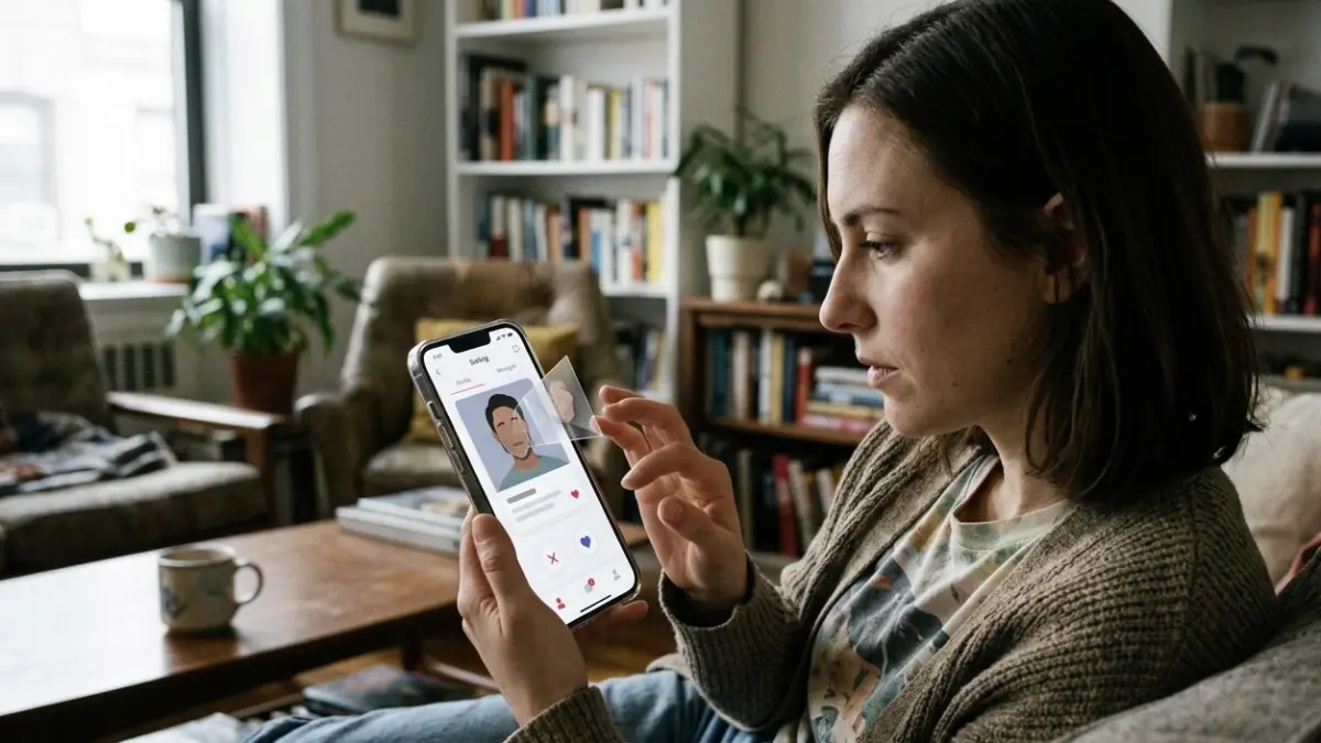 Ilustrasi orang main dating apps