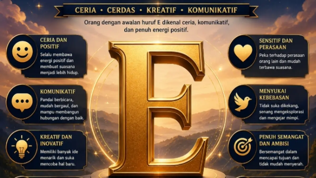 Ilustrasi karakter kepribadian orang dengan nama berawalan huruf E.