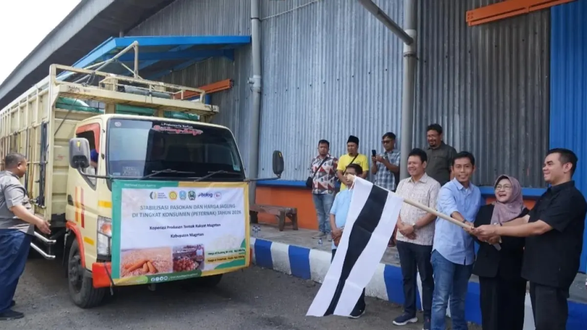 Badan Pangan Nasional resmi menyalurkan bantuan jagung pakan bagi peternak di Magetan. AJI PUTRA/JAWA POS RADAR MAGETAN