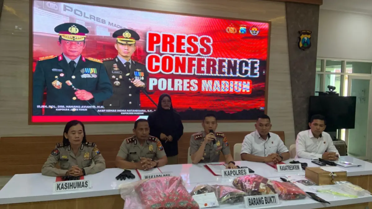 Pelaku pembunuhan Mak Santi di Saradan akhirnya dibekuk Polres Madiun setelah tujuh bulan buron lintas Jawa Tengah. LODITYA FERNANDES/JAWA POS RADAR MADIUN