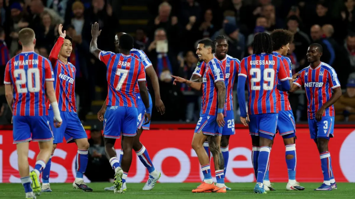 Para pemain Crystal Palace merayakan gol. (EVENING STANDARD)