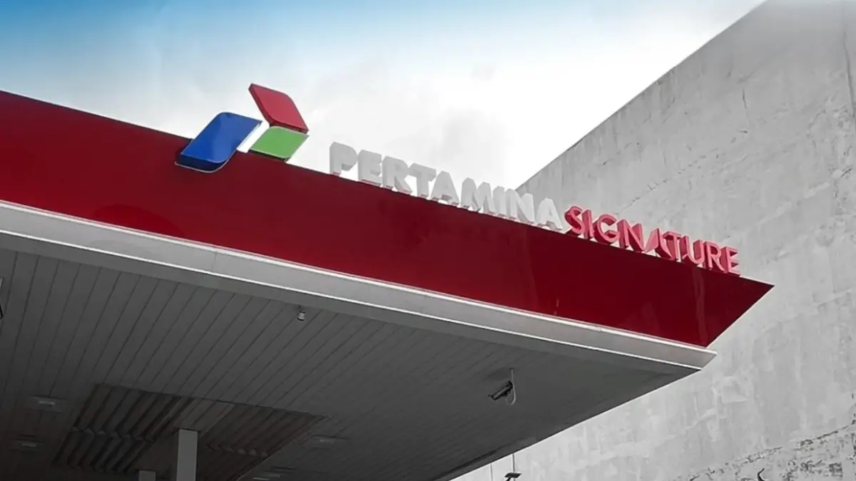 Ilustrasi logo Pertamina Signature pada SPBU yang tidak menjual BBM subsidi jenis Pertalite. (IG PERTAMINA)