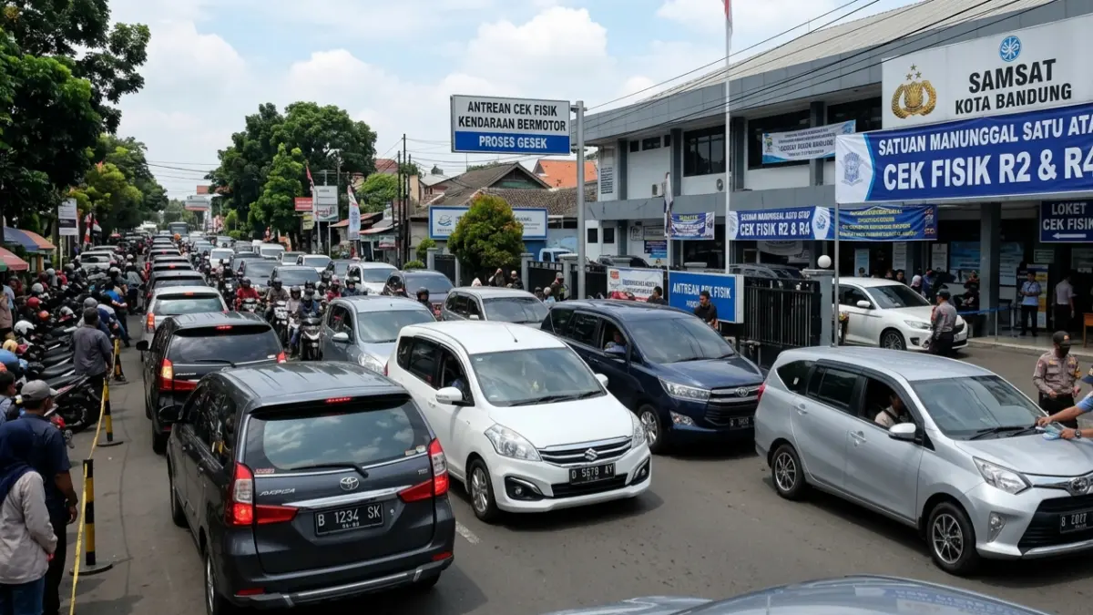 ilustrasi  antrean samsat
