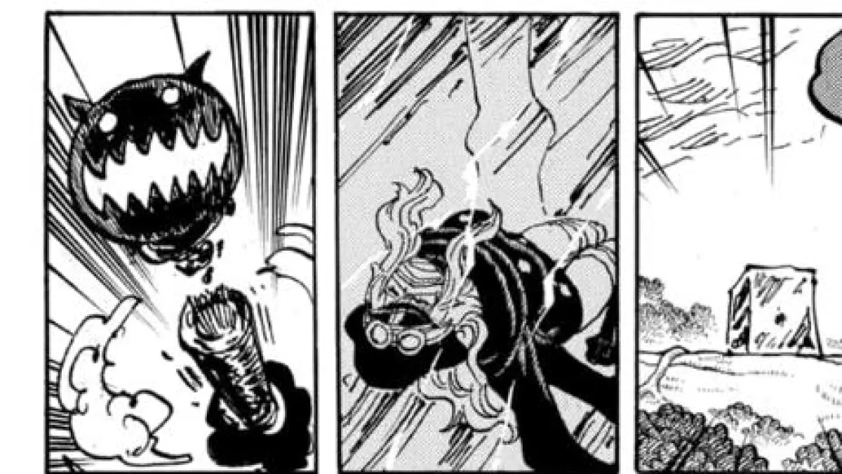 Imu berupaya membebaskan Gunko yang terjebak bongkahan es Ragnir. (Shueisha/Eiichiro Oda) 