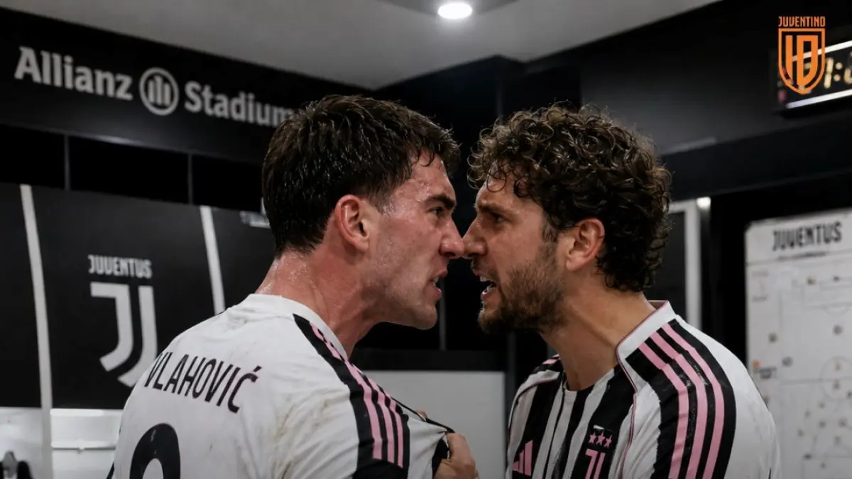 Ilustrasi Vlahovic dan Locatelli bertengkar. (Facebook Juventino ID)