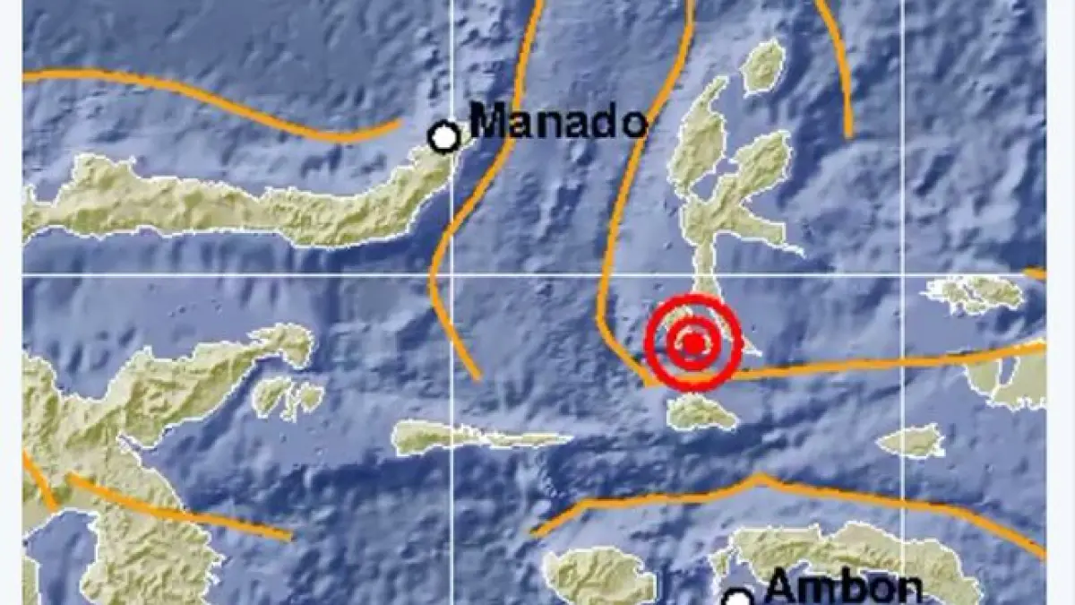 Visualisasi Peta Gempa Manado (CNBC Indonesia)