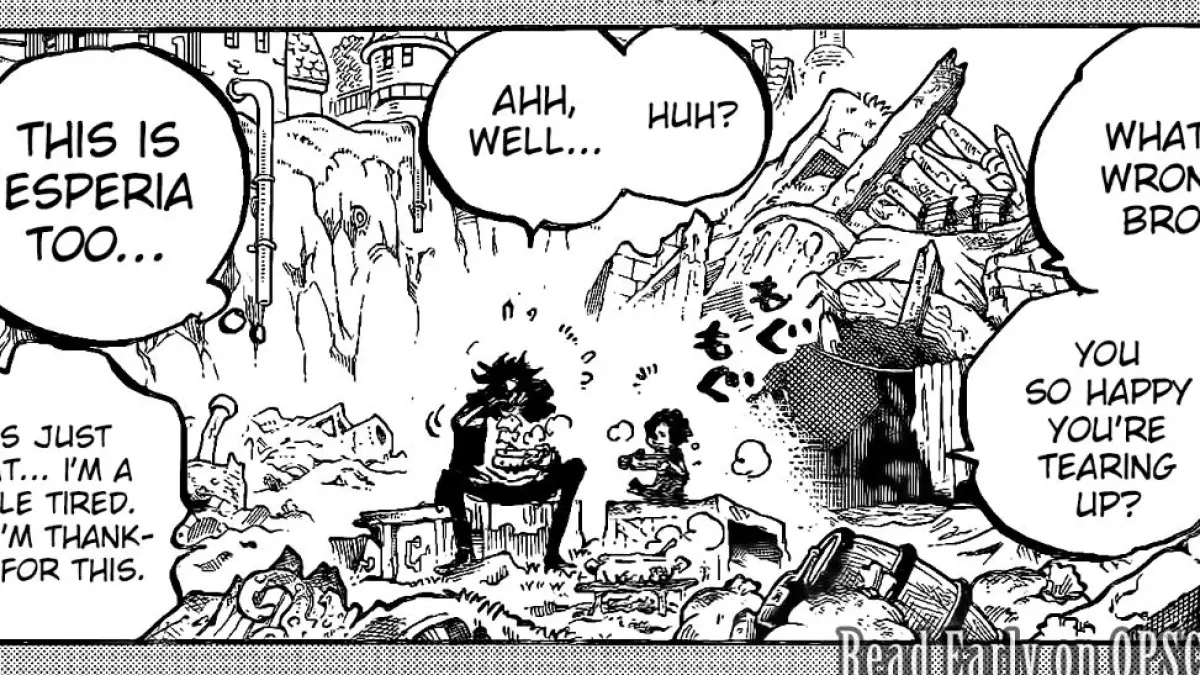 Brook dan Leuven makan kari belalang dan katak di baca komik One Piece 1184. (Mangaplus/Shueisha)