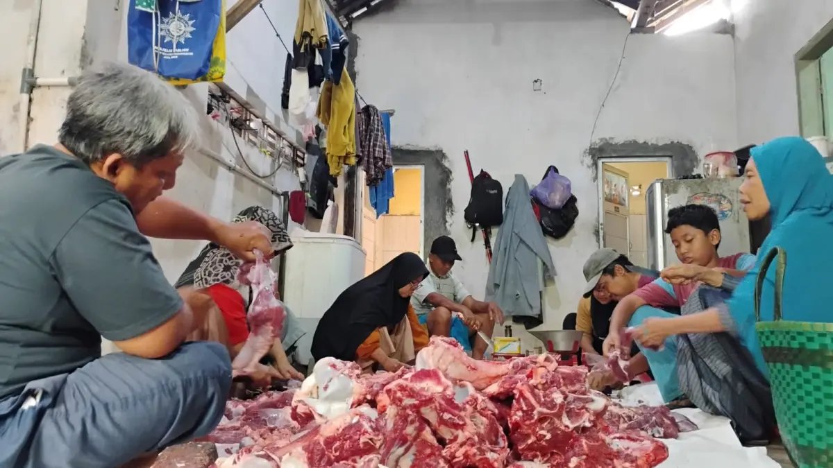 Pelaksanaan kurban di Pacitan berlangsung semarak dengan ribuan sapi dan kambing disembelih selama Iduladha 1447 Hijriah. NUR CAHYONO/JAWA POS RADAR PACITAN