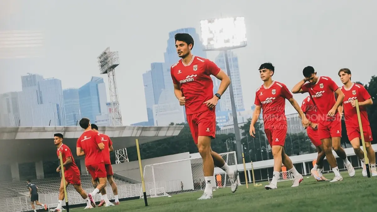 Skuad timnas saat latihan.