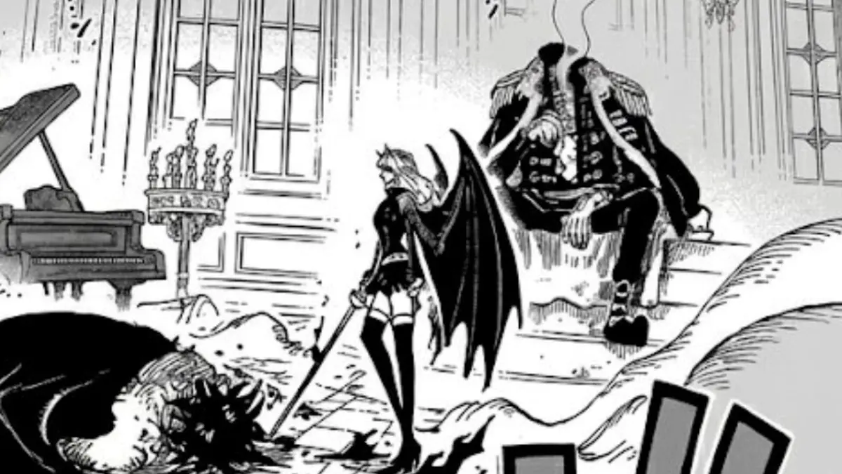 Pria misterius di tempat kematian Raja Luven dalam cerita baca komik One Piece 1185. 