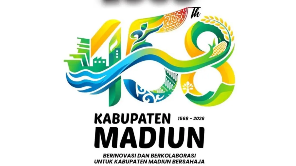 LOGO RESMI: Desain karya Ridho Agung Laksono asal Desa Bongsopotro, Kecamatan Saradan, terpilih sebagai logo resmi Hari Jadi ke-458 Kabupaten Madiun.