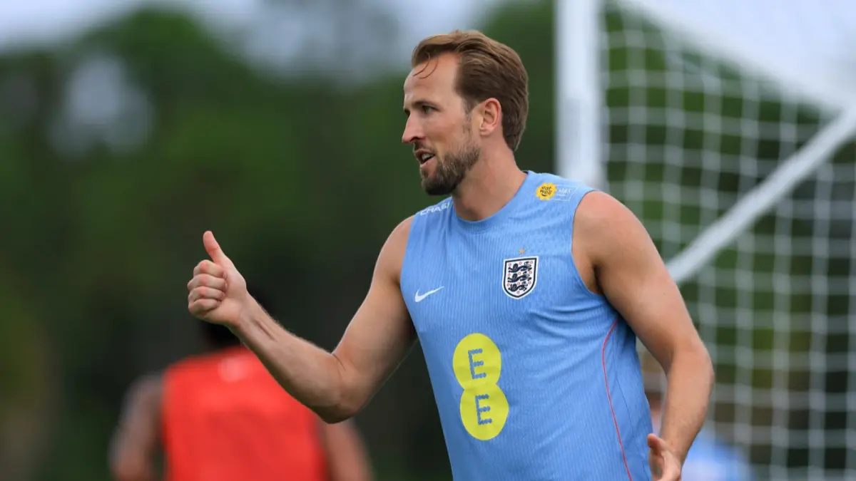 Kapten Timnas Inggris, Harry Kane, di sesi latihan jelang pertandingan di Piala Dunia 2026. (THE SPORTING NEWS)