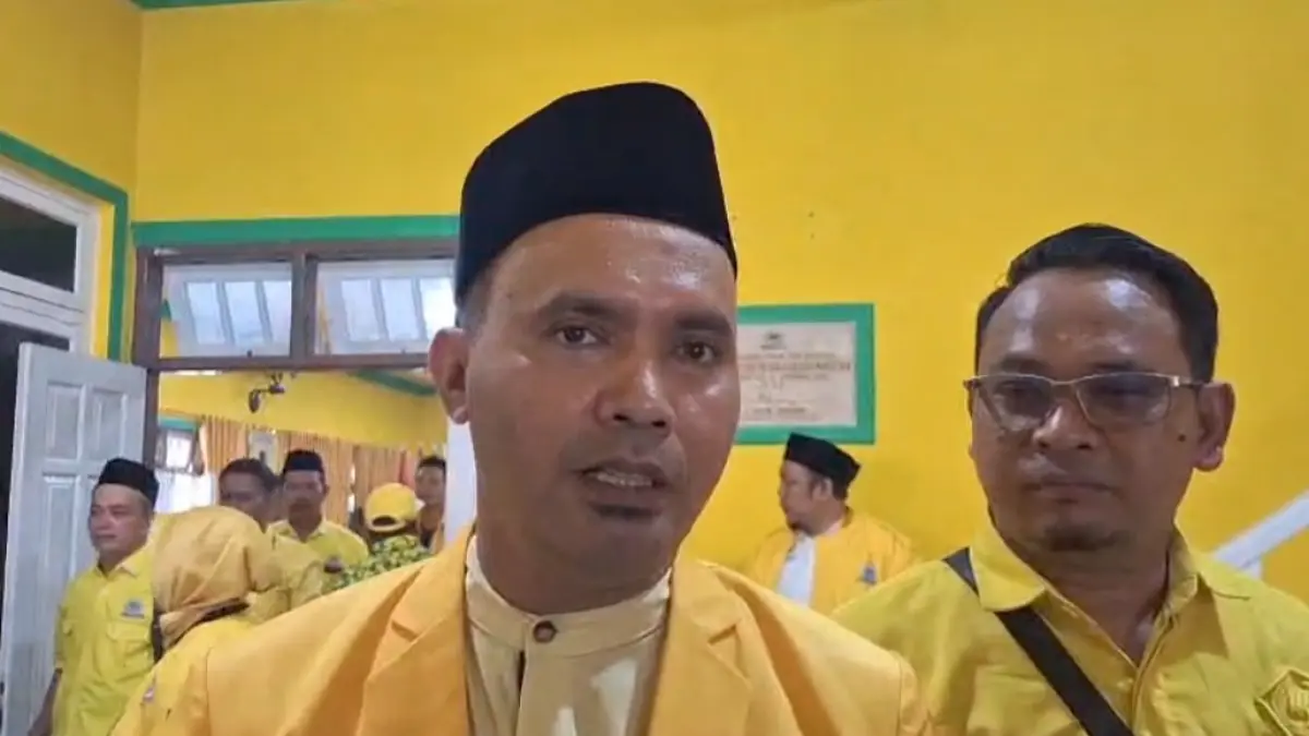Ketua DPD Partai Golkar Magetan Didik Haryono saat menghadiri Rakerda dan pelantikan pengurus kecamatan. AJI PUTRA/RADAR MAGETAN