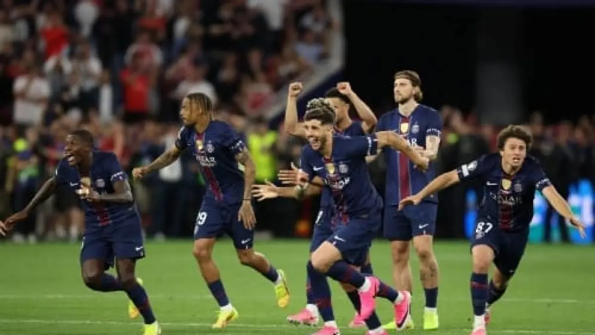 PSG players celebrate winning the UEFA Champions League (gulf-times.com)