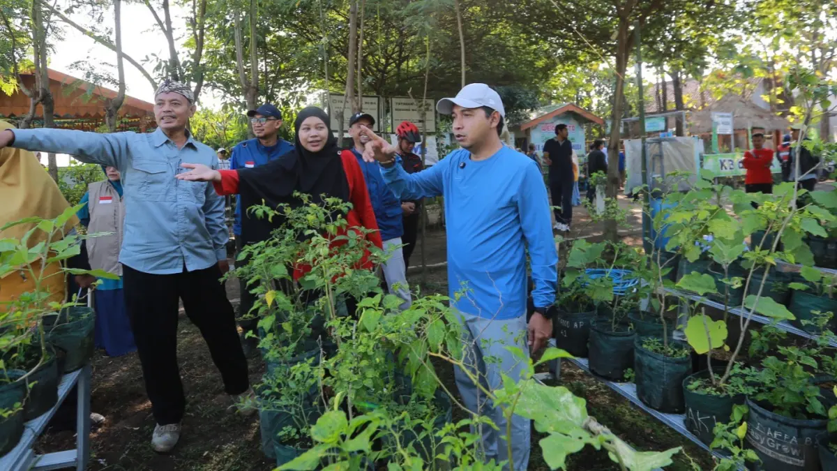 BELAJAR DI SAWAH: Plt Wali Kota Madiun F. Bagus Panuntun meninjau Rumah Petani Cilik di Kelurahan Ngegong. BAGAS BIMANTARA/RADAR MADIUN