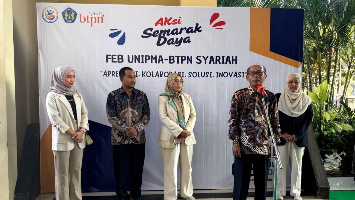 Fakultas Ekonomi dan Bisnis UNIPMA Madiun berkolaborasi dengan BTPN Syariah menggelar EXPO UMKM Aksi Semarak Daya di Graha Cendekia guna mendorong digitalisasi dan akses pasar.