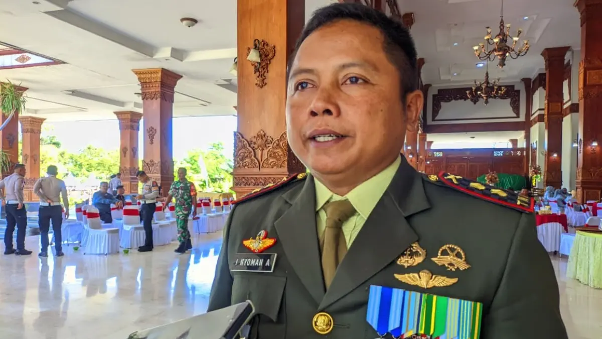 PENGUATAN: Dandim 0803/Madiun Letkol Inf I Nyoman Adhi Saputra menjelaskan rencana penempatan Yonif Teritorial Pembangunan (TP) kedua di wilayah Kabupaten Madiun.