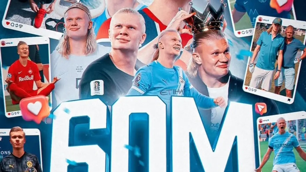 Followers Instagram Erling Haaland kini tembus 60 juta.
