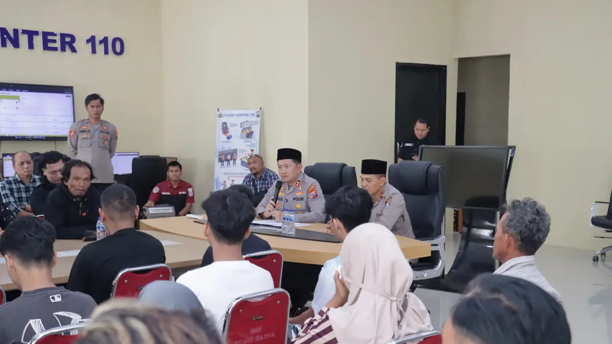 Kapolres Magetan mempertemukan korban, empat ABH, serta pengurus PSHT dan IKS PI dalam audiensi untuk menjaga kondusivitas daerah tanpa menghentikan proses hukum. FOTO: HUMAS POLRES MAGETAN