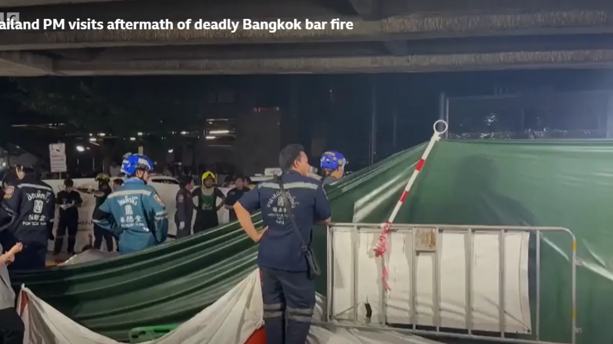 Watch: Thailand PM visits aftermath of deadly Bangkok bar fire (BBC)