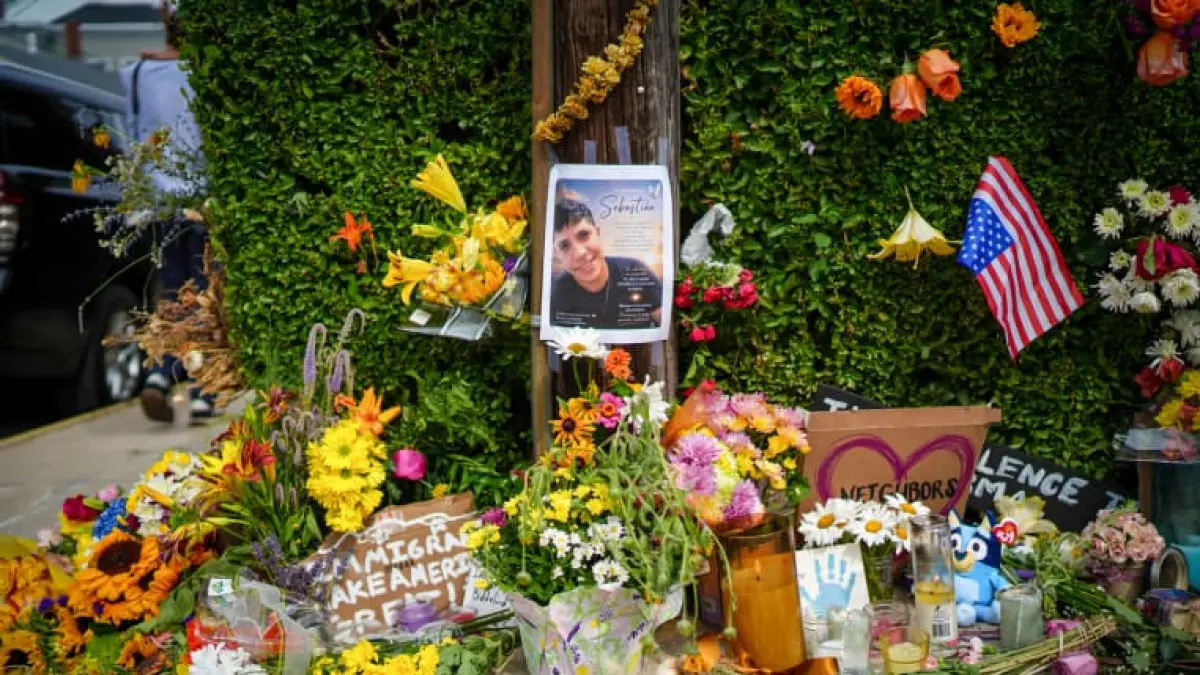 A makeshift memorial for Johan Sebastián Durán Guerrero on July 14 in Biddeford, Maine. (NBC News)