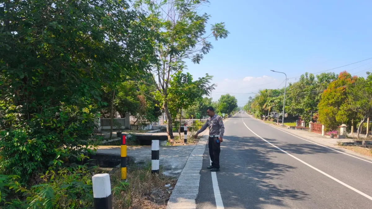 KECELAKAAN MAUT: Petugas Satlantas Polres Madiun melakukan olah TKP kecelakaan tunggal di jalur Wungu–Kare, Desa Karangrejo. FOTO: ISTIMEWA
