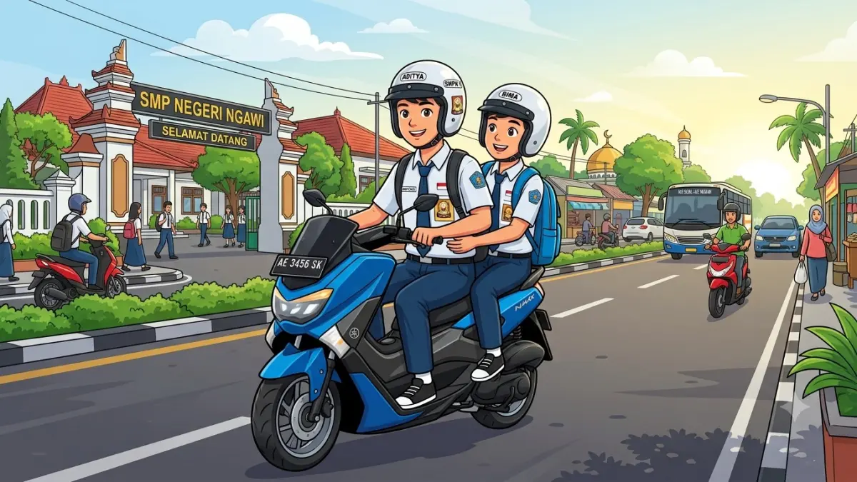 CEGAH KECELAKAAN: Bupati Ngawi Ony Anwar Harsono menyampaikan rencana penyusunan regulasi larangan anak di bawah usia 17 tahun mengendarai sepeda motor sebagai upaya menekan angka kecelakaan lalu lintas di kalangan pelajar.