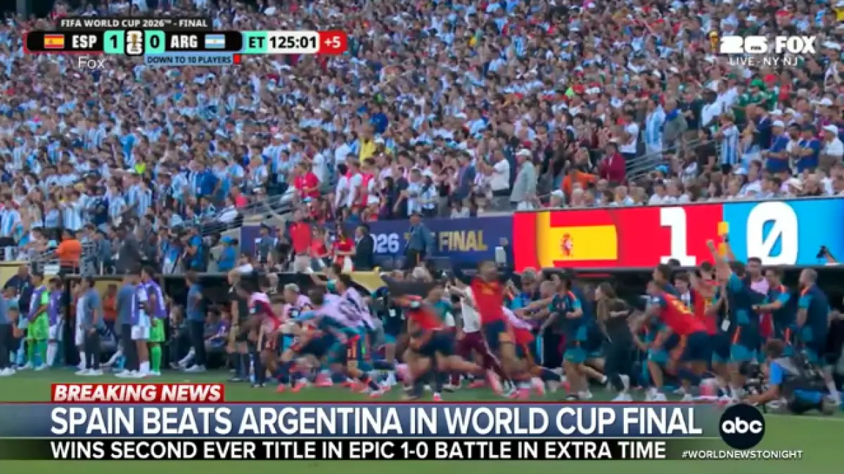 Spain wins the 2026 World CupSpain scored one goal in the second half of extra time giving them their second World Cup title. (ABC News)