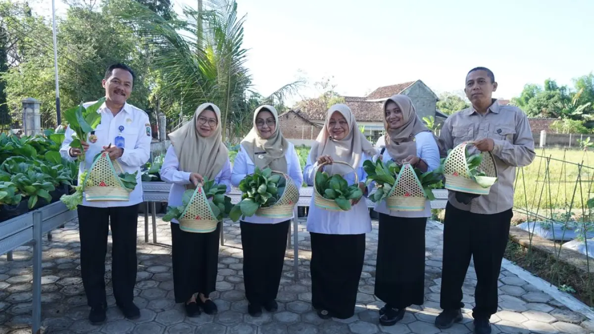UNGGULAN: Bupati bersama jajaran DTPHP memanen sayur bersama. (PROKOPIM)