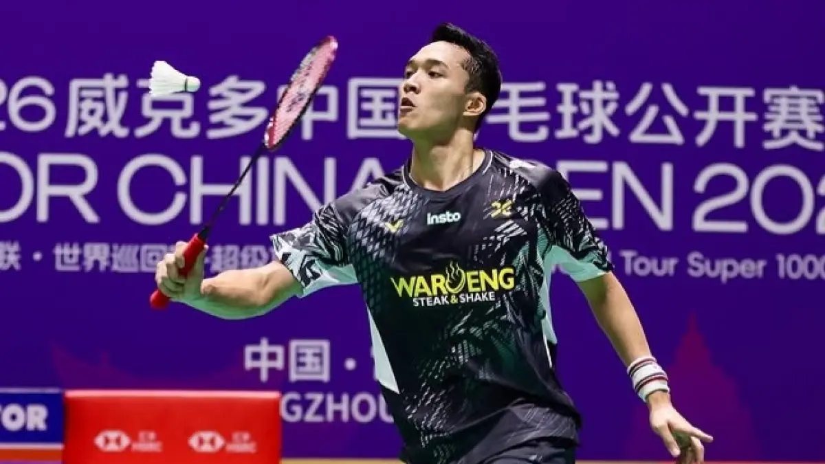 Jonatan Christie tumbang. (PBSI)