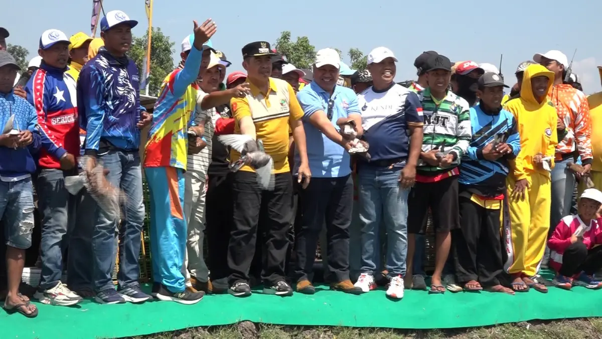 ADU KECEPATAN: Puluhan merpati balap berlomba mencapai garis finis dalam Madiun Bangkit Cup 2026 di Lapak Grobokan, Kecamatan Jiwan. LODITYA FERNANDES/RADAR MADIUN