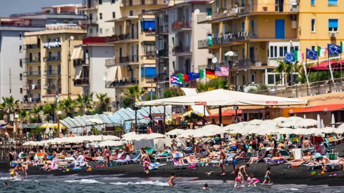 A beach in Torre del Greco, near Naples. (The Guardian)