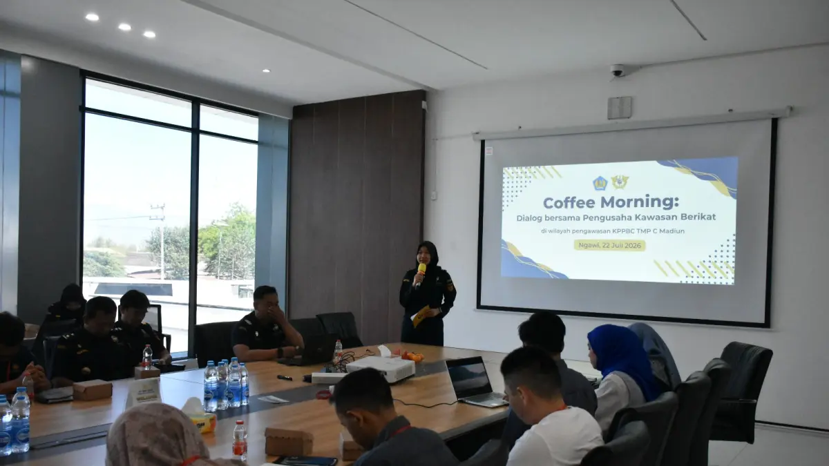 KPPBC TMP C Madiun menggelar coffee morning bersama pengusaha kawasan berikat di PT Wai Hing Industrial Indonesia, Ngawi, 22 Juli lalu.